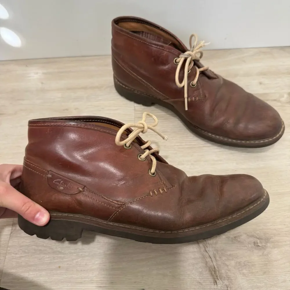 Clarks Men's Montacute Duke Chukka Boots Brown Leather 26103252 Size 9